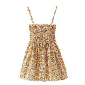 Kids Girls Dress Sweet Summer Sunflower Print