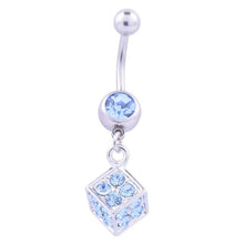 Load image into Gallery viewer, Punk Rhinestone Square Navel Button Rings Gold-Color Body Jewelry Belly Bar Navel Nail Summer Bikini Beach Body Piercing Ombligo