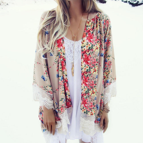 New Retro Women Chiffon Crochet Blouse Floral Kimono Cardigan Tops Shirt Outfit Hot Y8