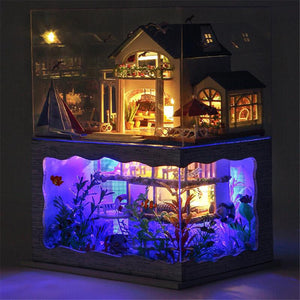 Hawaii Style Double-Story DIY Doll House With Dust-proof Cover