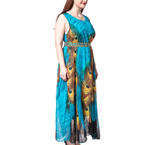 Women Beach Long Dress Sleeveless Chiffon Dresses Elegant Bohemian Maxi Dress