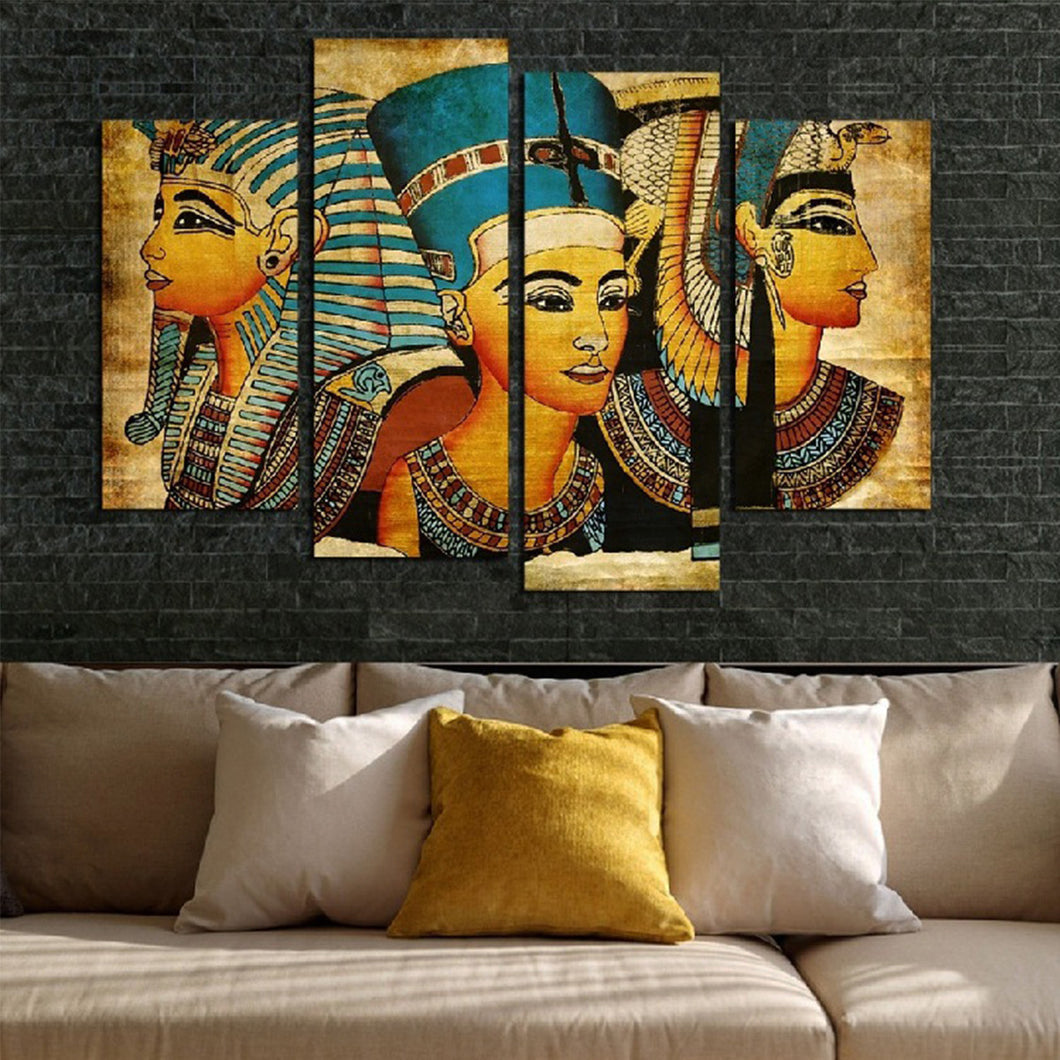 4pcs Large Modern Egyptian Pharaoh Canvas Print Oil Painting Home Decor Wall Art