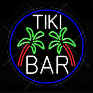 NEON SIGN For Tiki Bar Palm Tree Oval With Border NEON Bulbs Signs Lamp GLASS Tube Decor Room Wall Club Room Handcraft Beer Bar