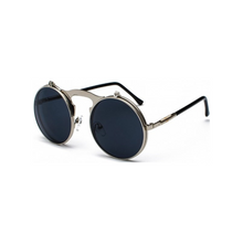 Load image into Gallery viewer, Retro Steampunk Circle Vintage Round Flip Up Sunglasses  UV400