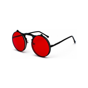 Retro Steampunk Circle Vintage Round Flip Up Sunglasses  UV400