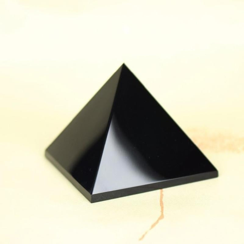Natural Reiki Energy Charged Black Obsidian Pyramid Crystal Protective Healing