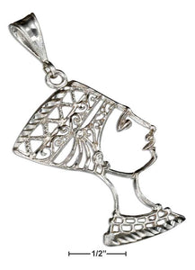 Sterling Silver Large Filigree Queen Nefertiti Pendant