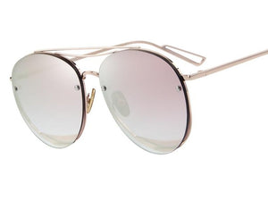 New Arrival Women Classic Brand Designer Rimless Sunglasses Twin Beam Metal Frame Sun Glasses S8096