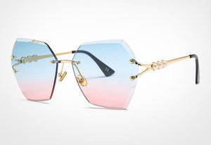 Square Rimless Pearl Sunglasses Retro Women Brand Designer Trendy Gradient Polygon Sun Glasses Female UV400 G23023