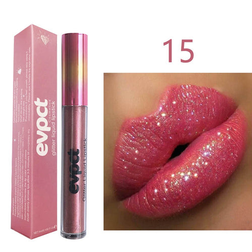 Sexy Shimmer Diamond Matte To Glitter Liquid Lipstick Long Lasting Waterproof Metallic Pearl Colour velvet Lipgloss Lip Makeup 15