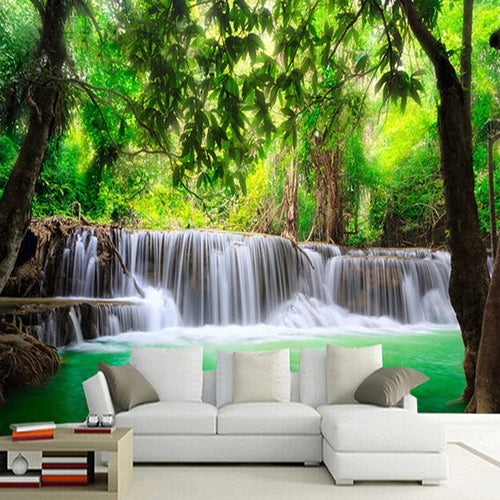 Custom 3D Nature Landscape Waterfall Mural