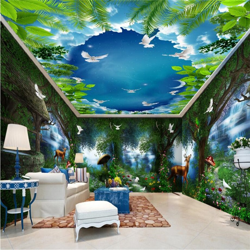 Fairy tale forest waterfall Large Painting Home Decor  3d Wall paper