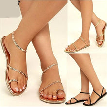 Load image into Gallery viewer, Summer Plus Size Thong Sandals Women Flip Flops Weaving Casual Beach Flat With Shoes Rome Style Female Sandal Low Heels