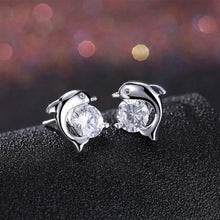 Load image into Gallery viewer, Dolphin Ear Studs Shining Crystal Rhinestone Zircon Studs Earrings for Woman Girl Jewelry