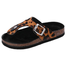 Load image into Gallery viewer, New Kids Slippers Summer Beach Children Cork Sandals Bling Sequins For Family Shoes Leopard Barefoot Flats Girls Slipper