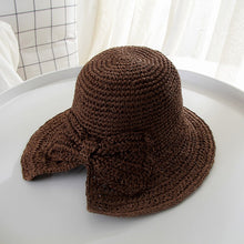 Load image into Gallery viewer, Wide Brimmed Raffia Bow Hat