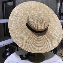 Load image into Gallery viewer, Women Summer Hat 15cm Large Brim Sun Hat w Black Ribbon