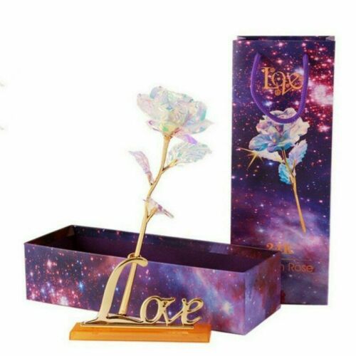 New Romantic Galaxy Rose with Love Base Stand Gift For Friends Valentines Birthdays Wedding  Anniversary