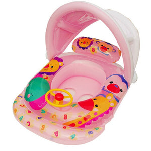 Summer Inflatable Baby Float Circle Ring Beach Baby Swimming Pool Accessories Cartoon Swim Seat Boat With Sunshade Pool Float