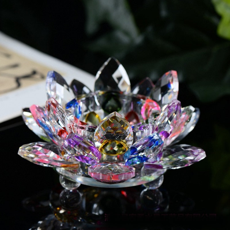 Vintage Crystal Candle Holder Lotus Flower Tealight Table Home Decor