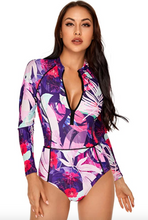 Load image into Gallery viewer, UPF 50+ Rash Guard Long Sleeve Floral Print Wetsuit