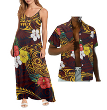 Load image into Gallery viewer, Matching His and Hers Polynesian Print Dress and Shirt