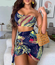 Load image into Gallery viewer, Off Shoulder 2 Pc. Tropical Print Ensemme