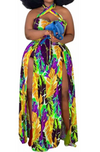 Load image into Gallery viewer, Plus Size Halter Floral Print Split Dress